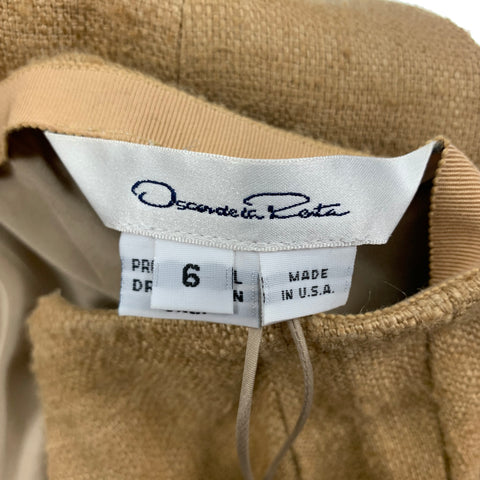 OSCAR DE LA RENTA Talla 6 Falda lápiz de seda beige