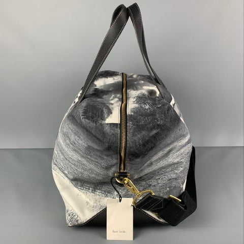 PAUL SMITH Black White Print Canvas Carry-On Bag