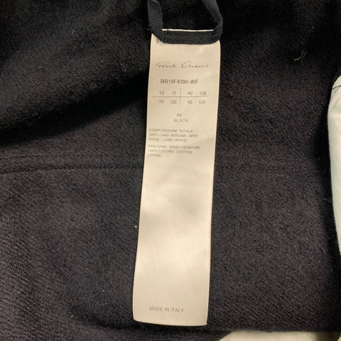 RICK OWENS FW19 Size 36 Black Wool Drop-Crotch Casual Pants