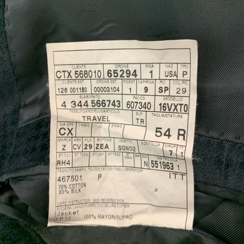 ERMENEGILDO ZEGNA Size 44 Black Houndstooth Cotton Silk Sport Coat