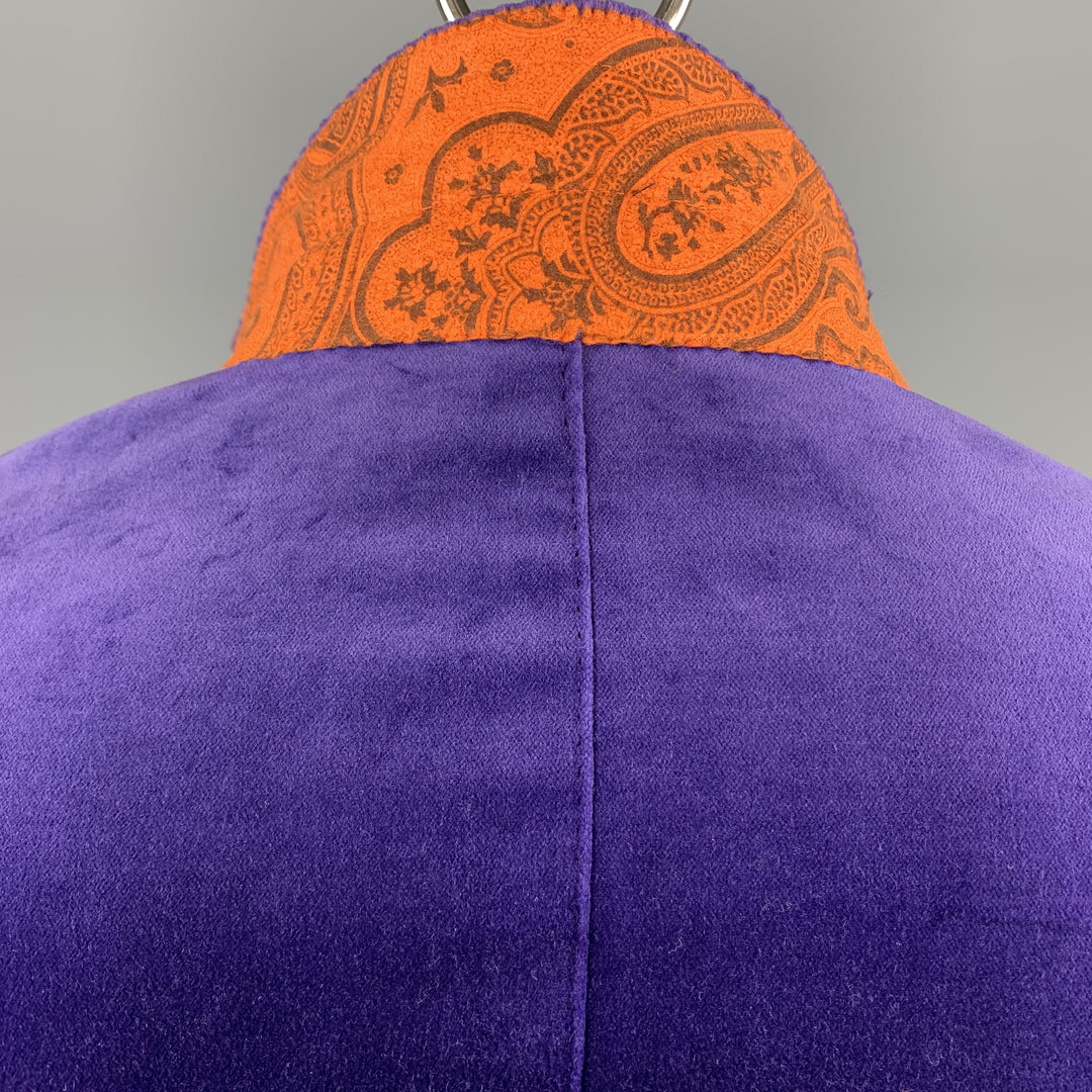 ETRO Taille 40 Manteau de sport violet à revers cranté en velours uni