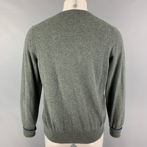 FIORONI Jersey con cuello en V de cachemira gris jaspeado talla M