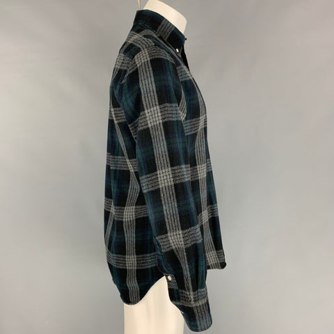 GITMAN BROS Size M Grey Green Plaid Cotton Long Sleeve Shirt