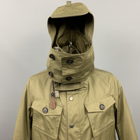 BURBERRY PRORSUM Resort 2013 Size 42 Olive Solid Cotton Zip & Snaps Jacket