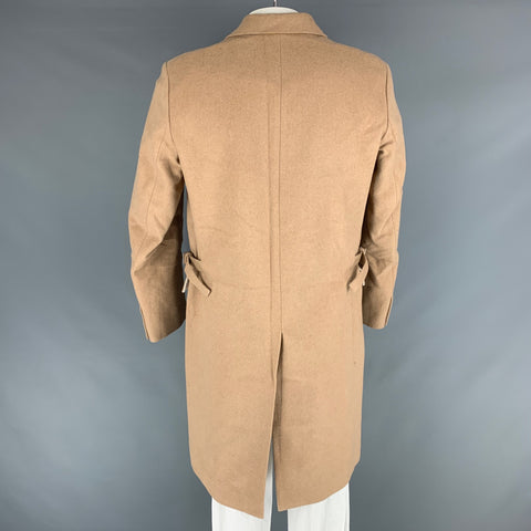 HELMUT LANG Size 42 Tan Solid Wool Blend Notch Lapel Coat