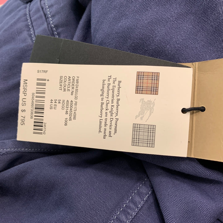 BURBERRY Size 44 Blue Wash Cotton Linen Worker Jacket