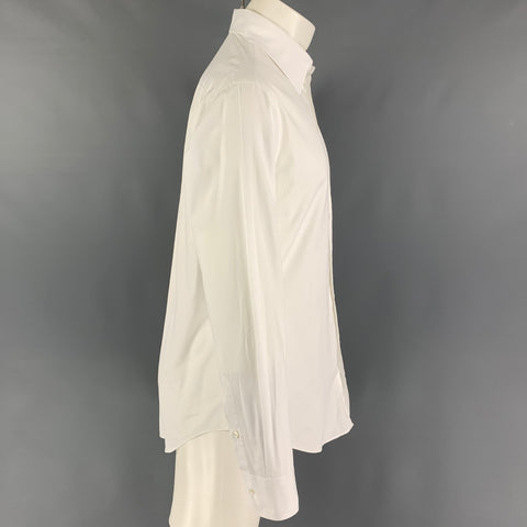 GIORGIO ARMANI Size M White Cotton Button Up Long Sleeve Shirt