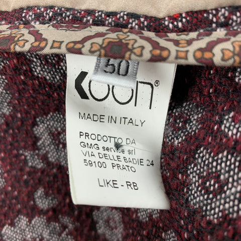 VOON Burgundy & White Floral Wool Blend Single Breasted Sport Coat
