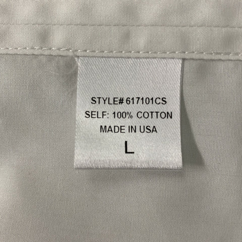 ADAM LIPPES Size L White Solid Cotton Button Up  Long Sleeve Shirt