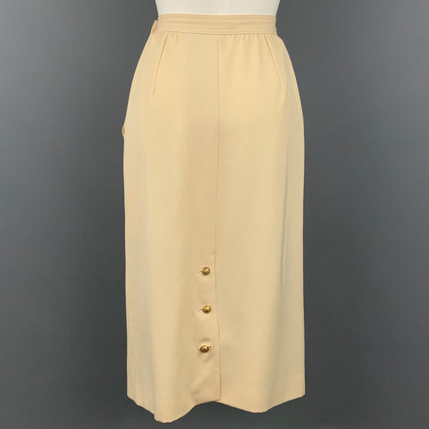 Vintage VALENTINO Size 8 Cream Wool Pencil Skirt