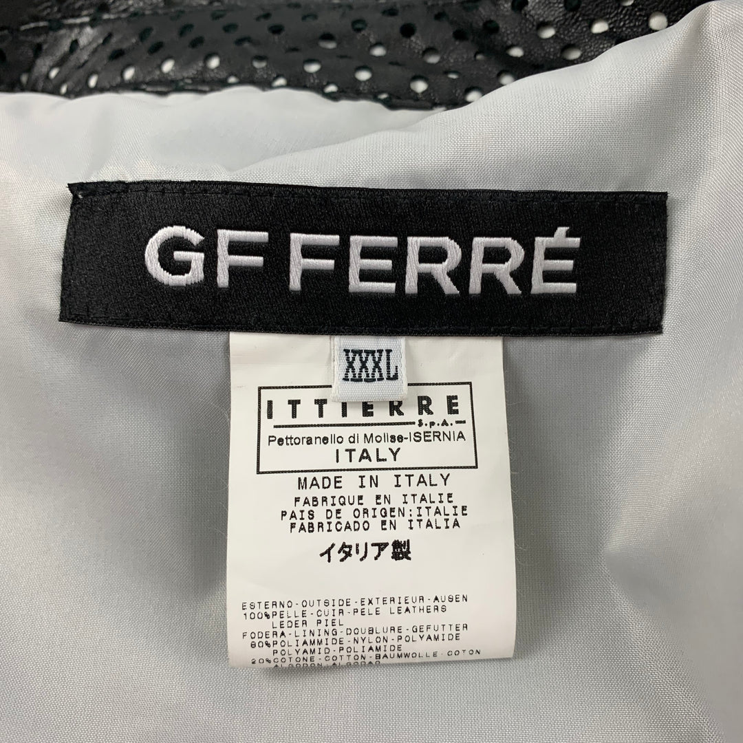 GIANFRANCO FERRE Taille XXXL Veste Biker Perforée Noir Blanc