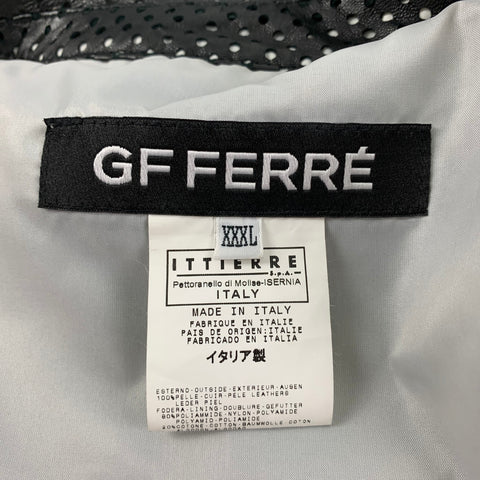 GIANFRANCO FERRE Size XXXL Black White Perforated Biker Jacket