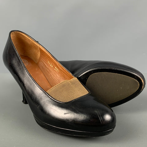 DRIES VAN NOTEN Size 8.5 Black Yellow Leather Pumps
