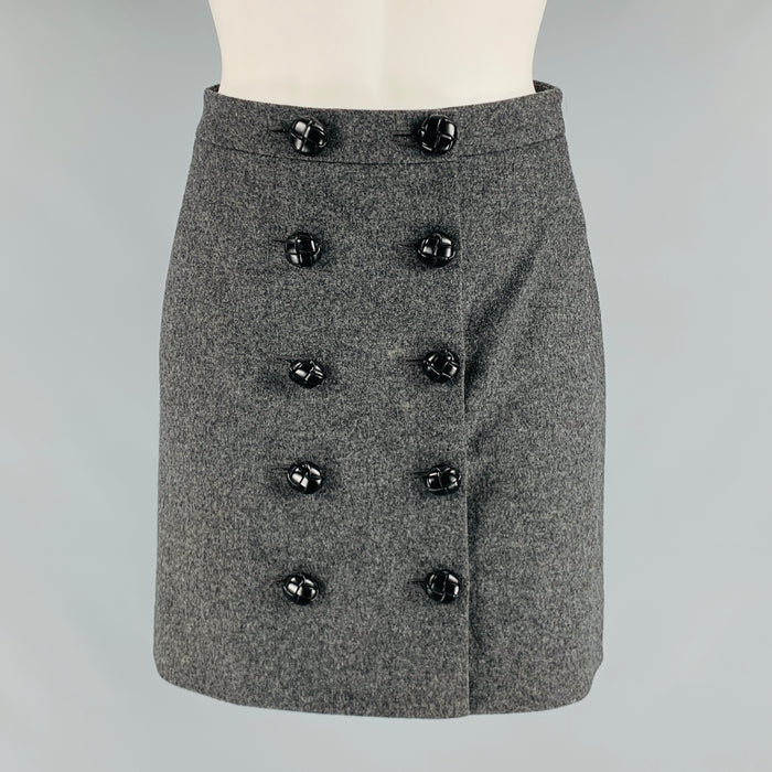 GUCCI Size 0 Grey Wool Cashmere A-Line Mini Skirt