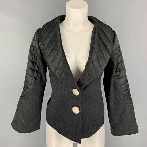 MARC by MARC JACOBS Size 2 Grey Wool Black Quilted Jacket