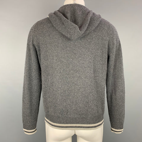 NEIMAN MARCUS Taille M Pull à capuche en cachemire gris et gris clair