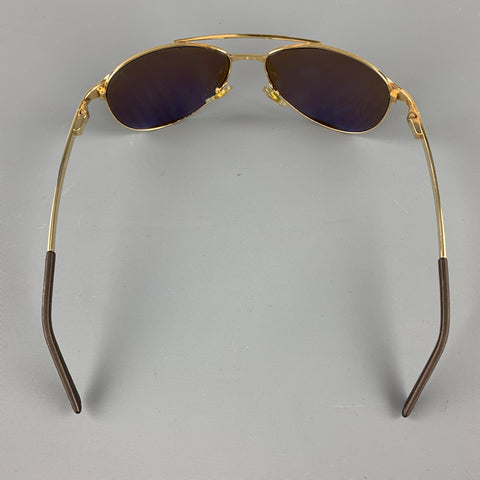CARTIER Gold Tone Bushed Metal Edition Santos - Dumont Sunglasses