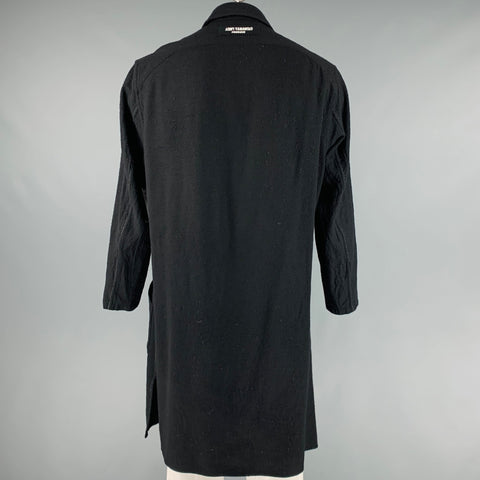 YOHJI YAMAMOTO Size L Black Contrast Stitch Wool Patch Pockets Coat