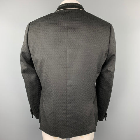 PAUL SMITH Slim Size 42 Black Jacquard Peak Lapel Sport Coat