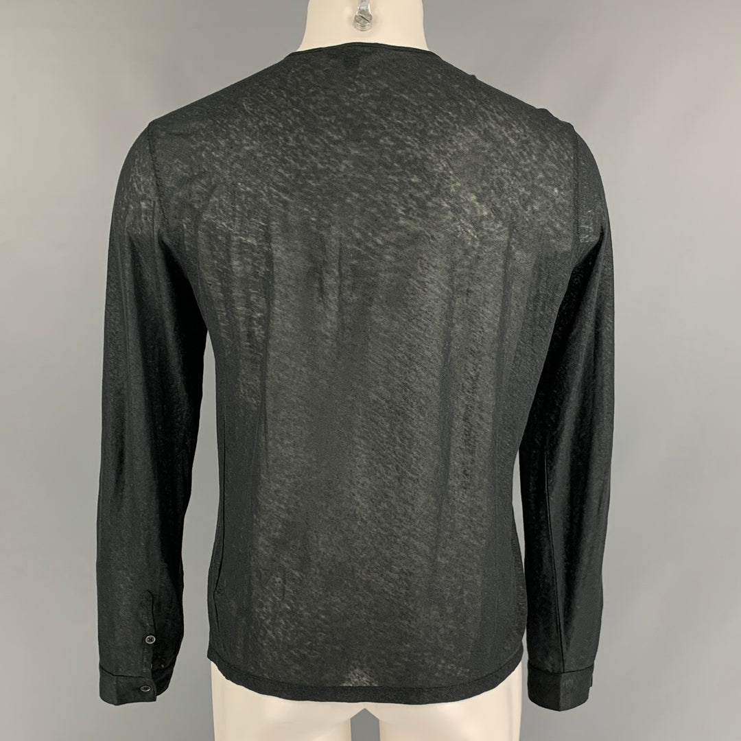JOHN VARVATOS Size M Black Linen Long Sleeve Pullover