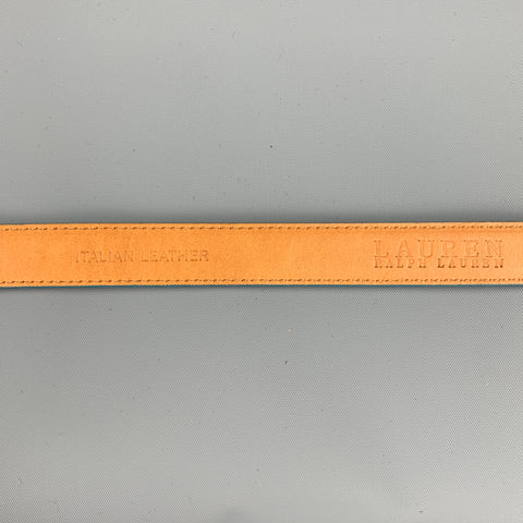 RALPH LAUREN Size M Teal Embossed Leather Skinny Belt