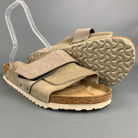 BIRKENSTOCK Size 11 Grey & Tan Mixed Fabrics Suede Kyoto Sandals