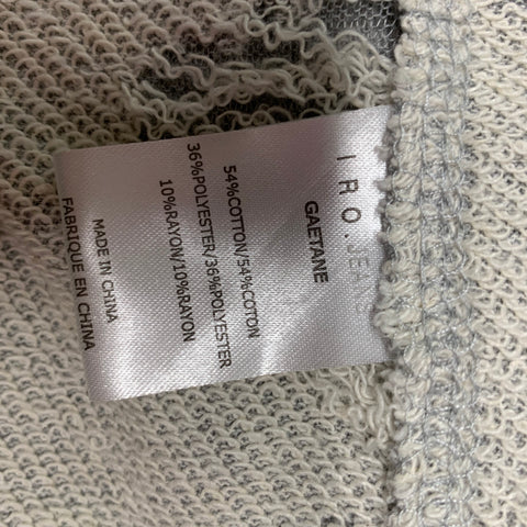 IRO Gaetane Size S Heather Grey Distressed Cotton Blend Crew-Neck T-shirt
