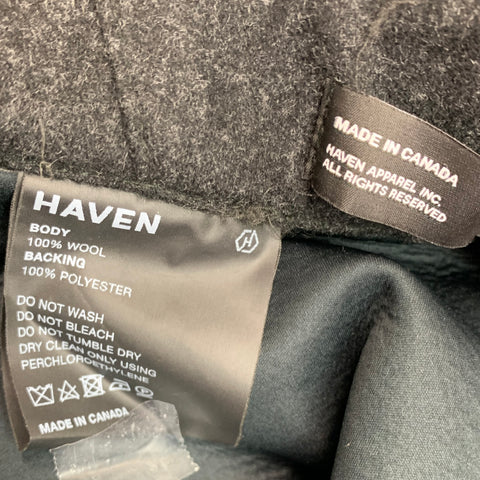 HAVEN Size L Charcoal Solid Wool Zip Casual Pants