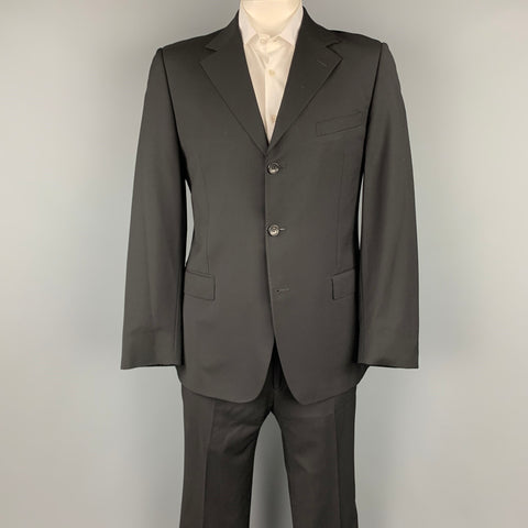 GUCCI Size 42 Regular Black Wool Notch Lapel Suit