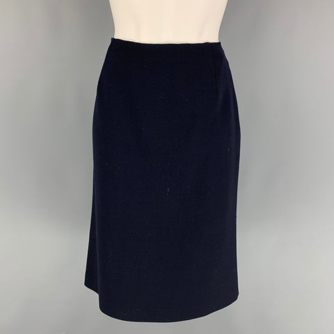 PRADA Falda lápiz de mezcla de lana azul marino talla 8
