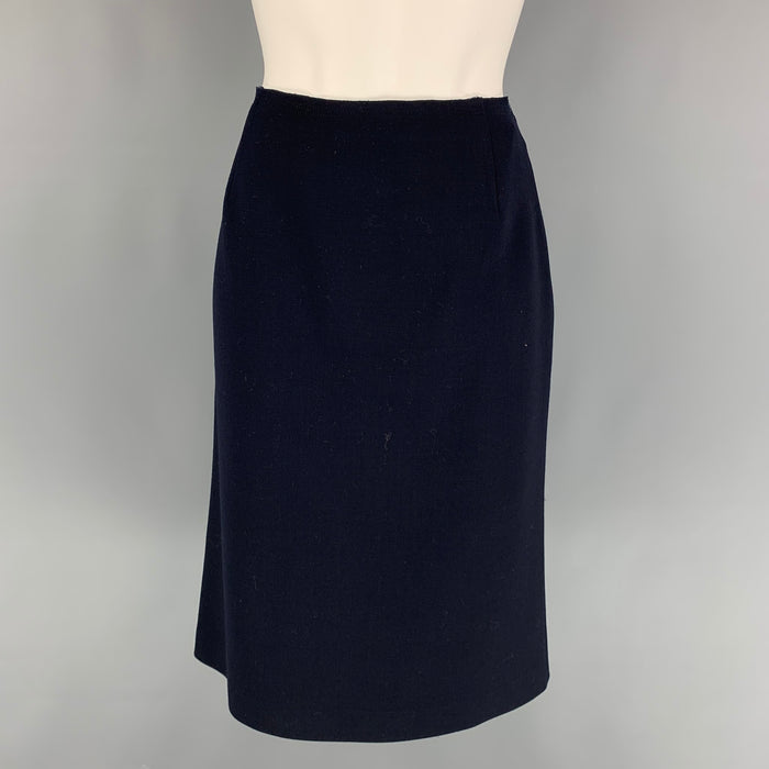 PRADA Size 8 Navy Wool Blend Pencil Skirt