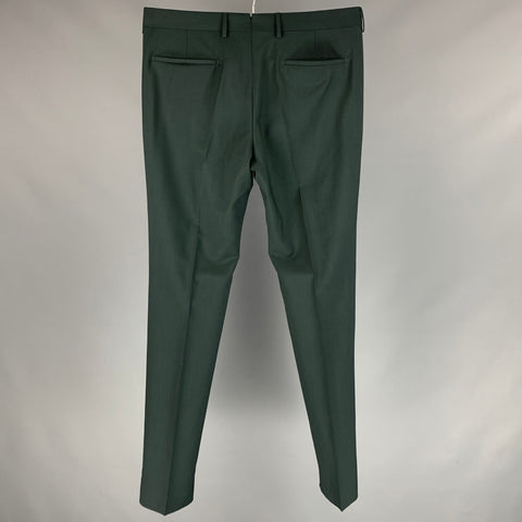 PRADA Size 34 Forest Green Wool / Mohair Zip Fly Dress Pants