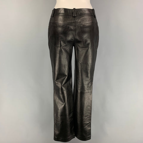 CELINE Size 2 Black Leather Dress Pants