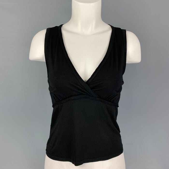 JIL SANDER Size S Black Silk Sleeveless Casual Top