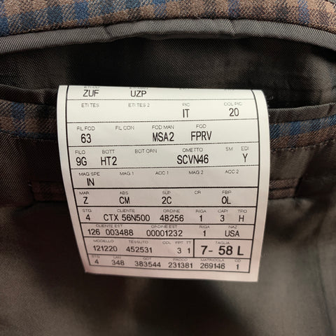 ERMENEGILDO ZEGNA Trofeo Light Size US 48 L Brown & Blue Checkered Wool Sport Coat