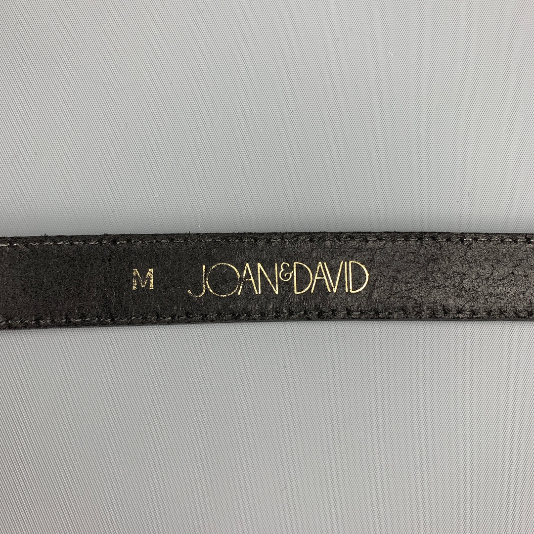 JOAN&DAVID Size M Embossed Brown Leather Skinny Belt