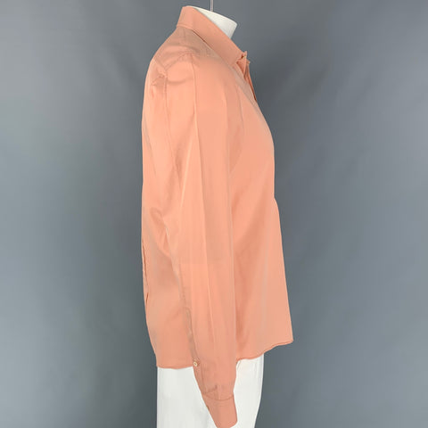GUCCI Size L Salmon Cotton Silk Button Down Long Sleeve Shirt