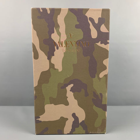 VALENTINO Size 12 Blue Multi-Color Camo Leather Rockrunner Sneakers