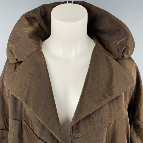 MARNI Size 4 Brown Nylon Open Front Jacket