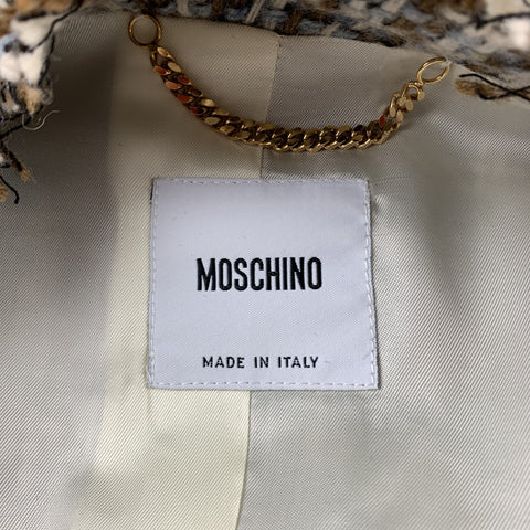 MOSCHINO Size 6 Cream / Brown Textured Woven Wool Skirt Set