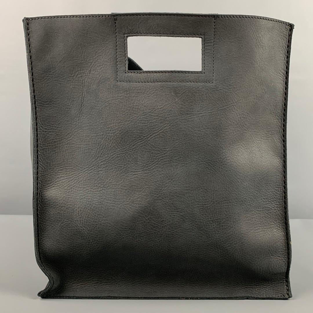 ROOTS Charcoal Leather Tote Bag