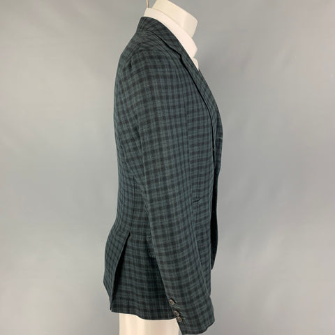 BRUNELLO CUCINELLI Talla 38 Abrigo deportivo de mezcla de lana de tartán verde militar