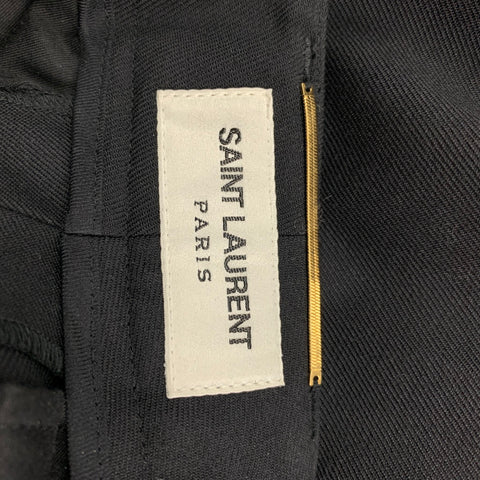 SAINT LAURENT Pantalon habillé en laine vierge noire taille 2