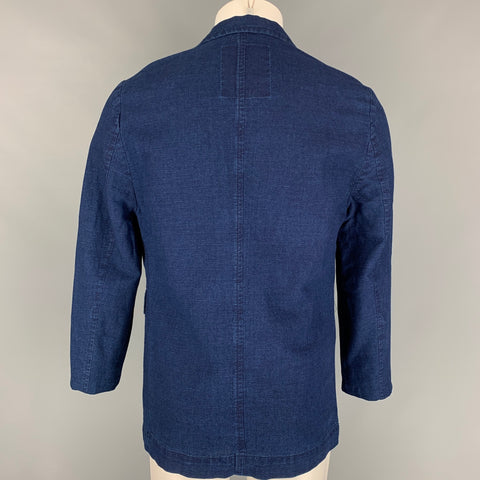 BANANA REPUBLIC Size 40 Indigo Buttoned Notch Lapel Jacket
