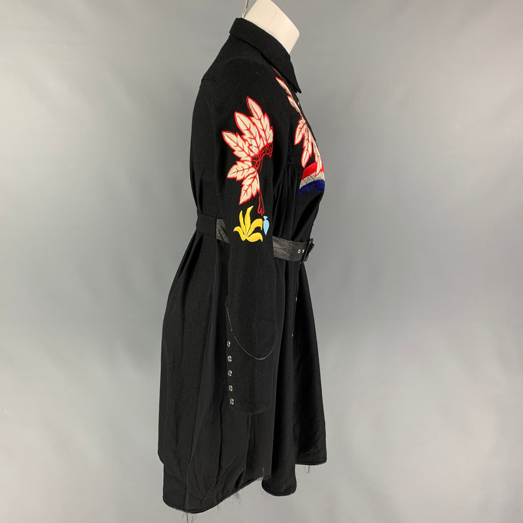 CHRISTIAN DADA Taille XS Robe à boutons-pression brodés en laine multicolore noire