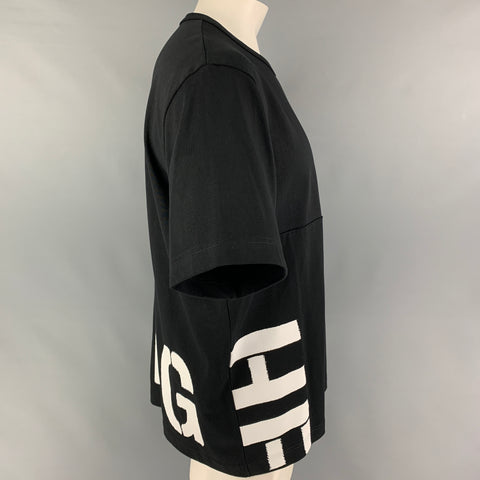 HELMUT LANG Size XL Black White Logo Cotton T-shirt