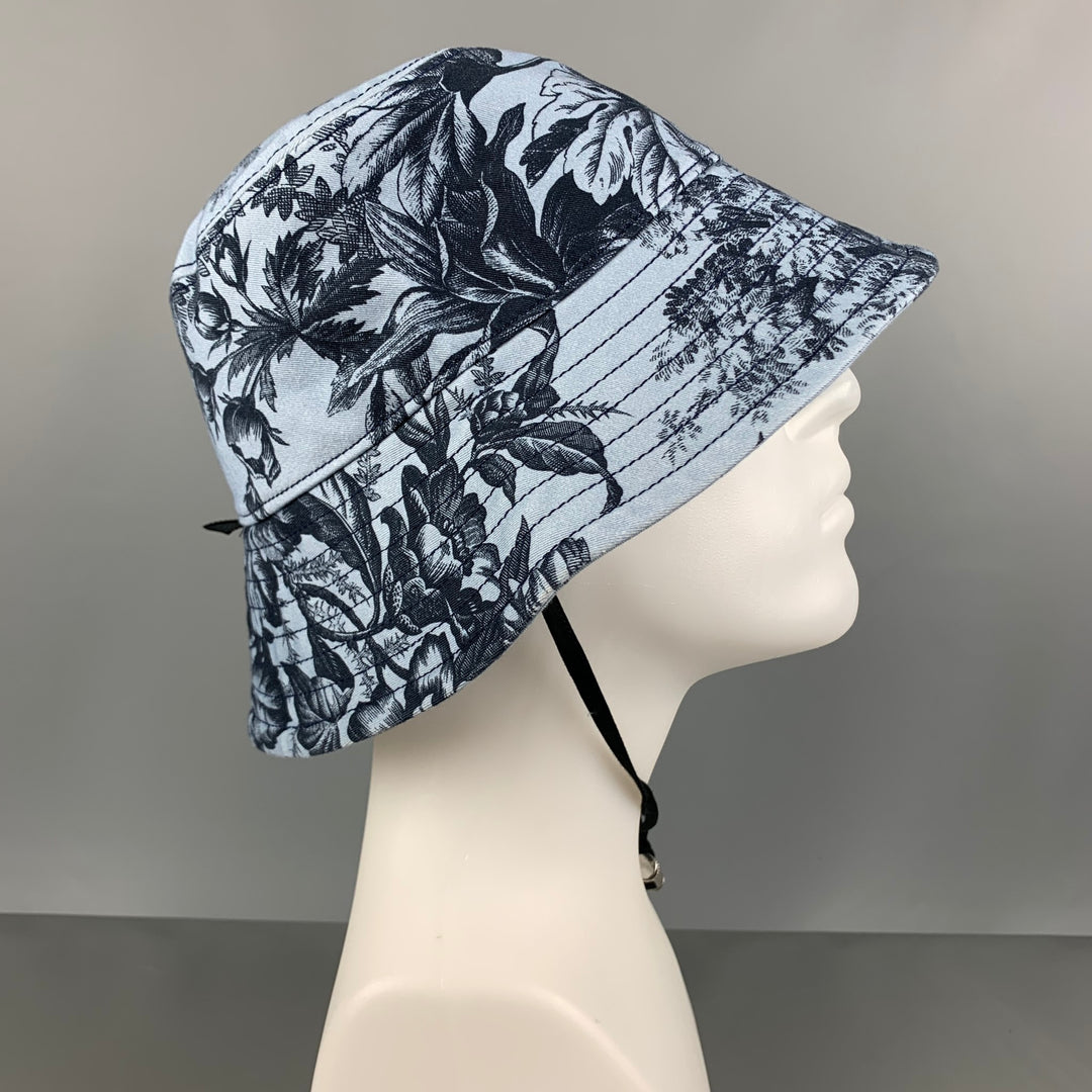 ERDEM Size M Blue Black Floral Cotton/Elastane Canvas Hats