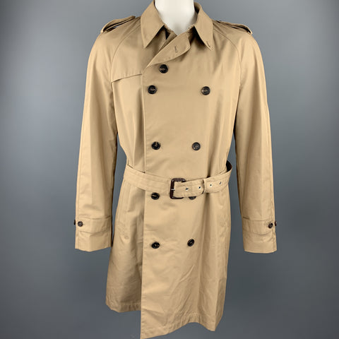 DUNHILL Size XXL Khaki Cotton / Polyamide Double Breasted Trenchcoat