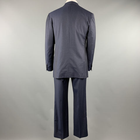 DAVID AUGUST Taille 40 Marine &amp; Gris Rayé Laine Peak Revers 34 x 30 Costume