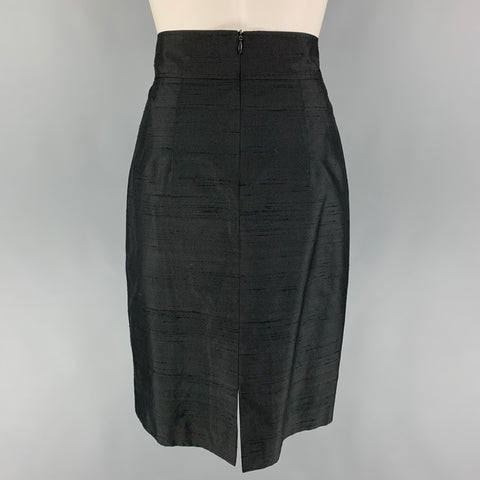 FERAUD Size 8 Black Shantung Pencil Skirt